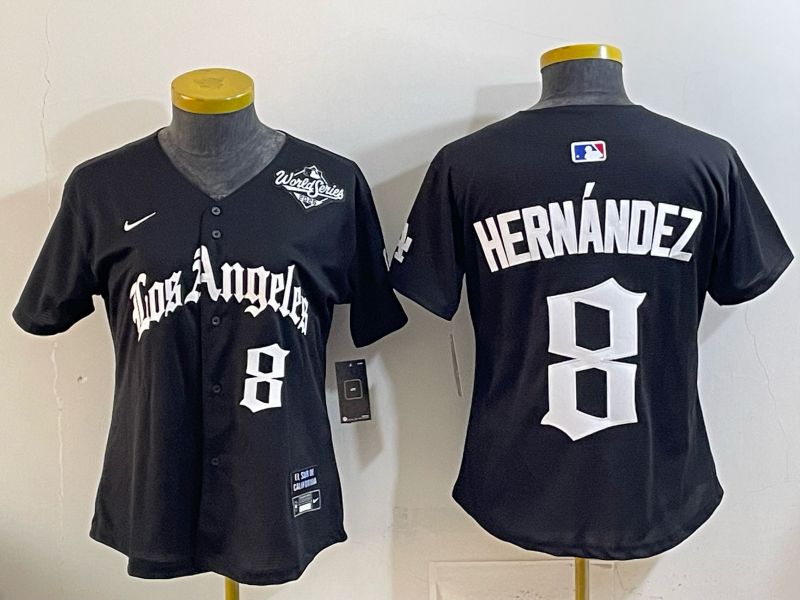 Women Los Angeles Dodgers #8 Hernandez Black 5th Jointly Name 2026 Nike MLB Jersey style 03